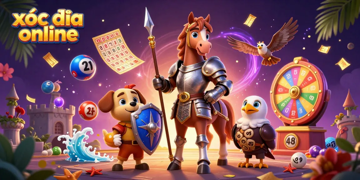 Experience thrilling moments playing xóc đĩa online with knights and vibrant game elements in a magical setting.