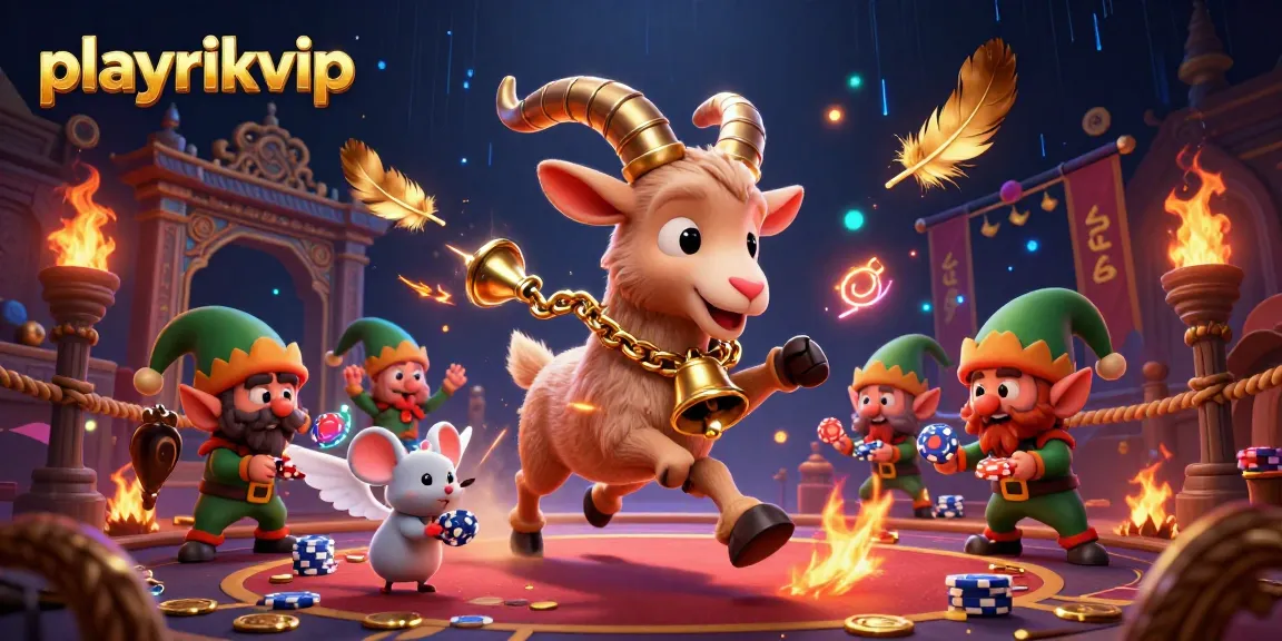 Experience the vibrant playrikvip casino scene where a festive Krampus goat and mischievous gremlins steal the spotlight.