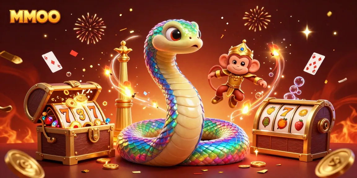 Experience the thrill of MMOO with vibrant casino characters and gold coins exploding!