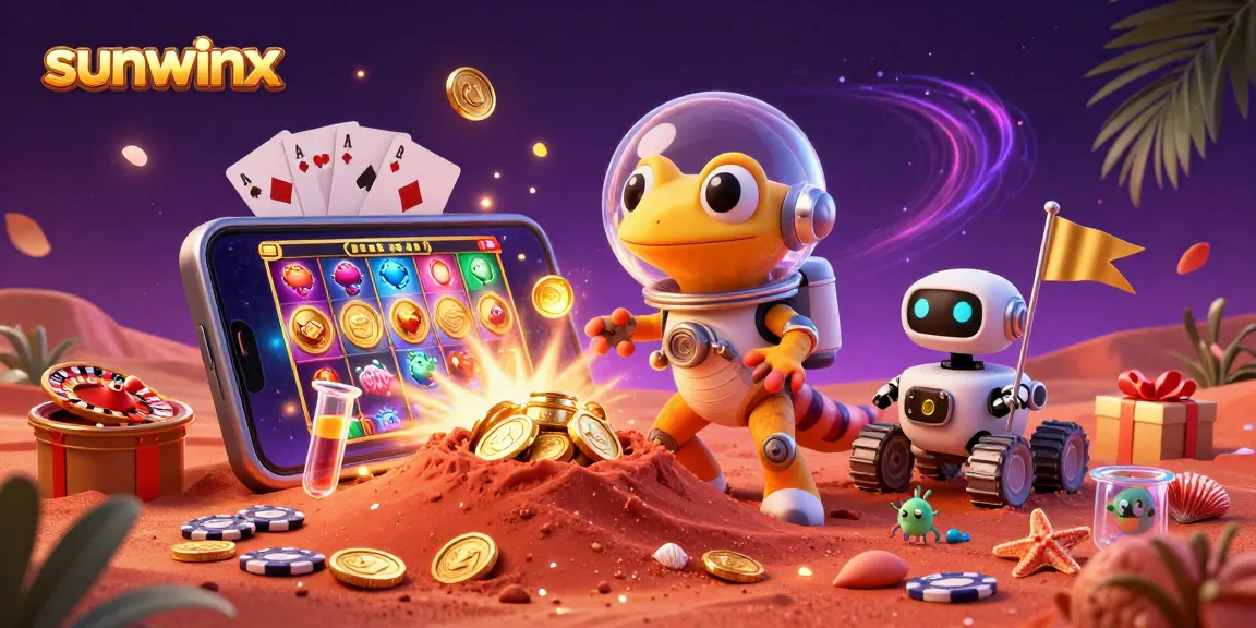 Experience thrilling gameplay with Sunwinx, where a Martian gecko discovers a hidden casino with vibrant games.