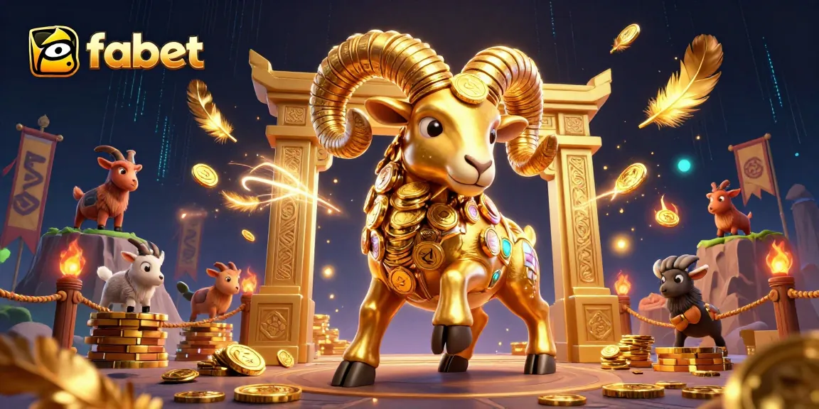 Experience thrilling action at fabet with a golden ram charging through a vibrant casino arena.