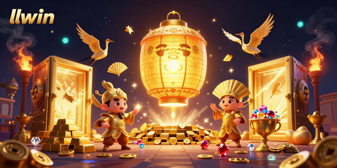 llwin showcases a vibrant casino experience with golden elements, mythical characters, and dynamic gaming features.